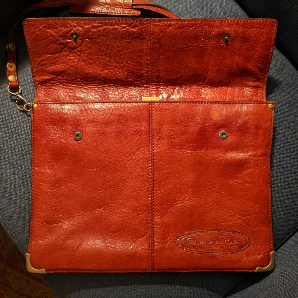 Vintage Oscar de la Renta Leather Brown Shoulder Briefcase Bag Bond Street Ltd - Picture 3 of 8